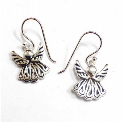 Sterling Silver Earring Boy Angel Oxidized