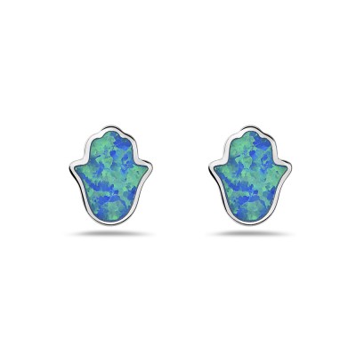 Sterling Silver Hamsa Earring Stud Silver Wrap