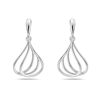 Sterling Silver Earring Kiss Drop With Line Dangle