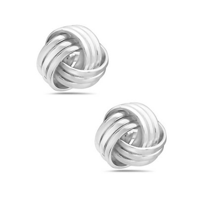 Sterling Silver Earring Post Love Knot Triple Lines 2S-7011E-7