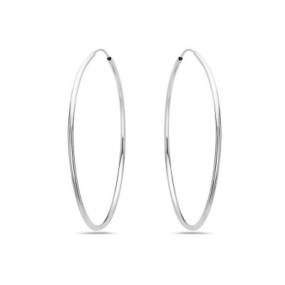 Sterling Silver Earring 65 Mm Plain Round Hoop 1.4 Mm Line