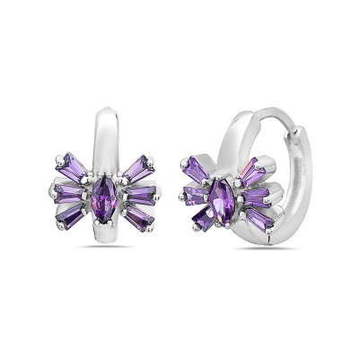 Sterling Silver Earring Butterfly Huggie Baguette Marquis Amet