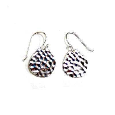 Sterling Silver Earring Dangle Hammer Roundish Triangle