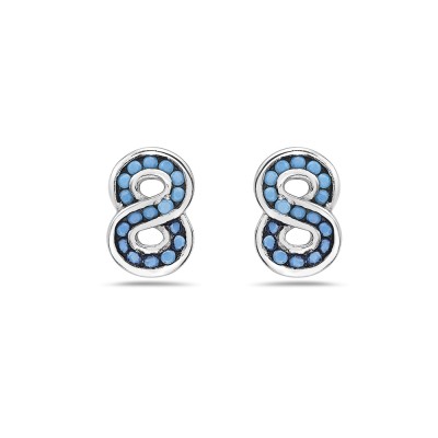 Sterling Silver Earring Stud 8 Shape Infinity Design Nano Turqu