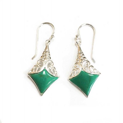 Sterling Silver Earring Dangel Extended Diamond Shape Reconstit