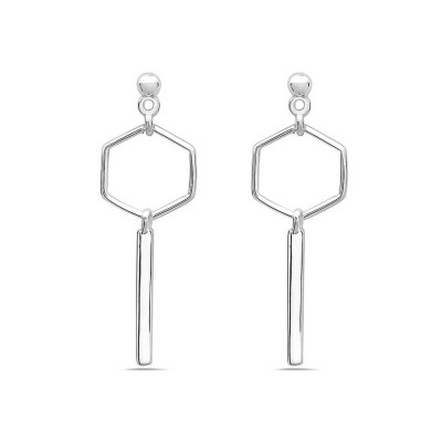 Sterling Silver Earring Dangle Honeycomb With Stick