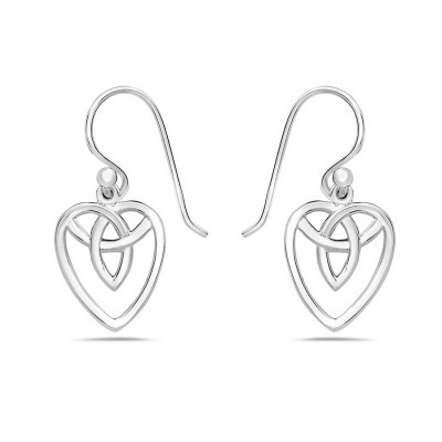 Sterling Silver Earring Dangle Trinity Knot In Heart Shape Fren