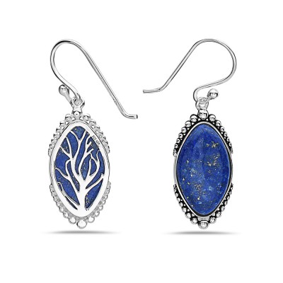 Soft Beaded Marquise Lapis Lazuli Earrings
