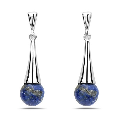 Dangling Lapis Lazuli Cone Earrings