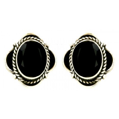 Sterling Silver Earring Geniue Onyx Oval