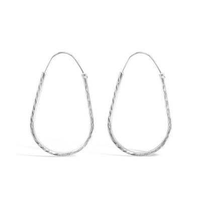 Sterling Silver Erag Hoop Pear Diamond Cut