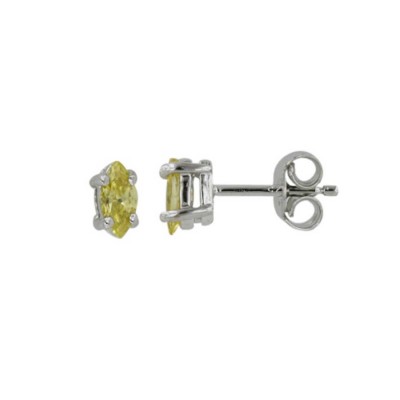 Sterling Silver Earring Marquise Citrine Cubic Zirconia 0.3X0.5mm