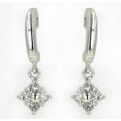 Sterling Silver Earring Dangln 4 Clear Cubic Zirconia Handing The End