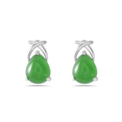 Sterling Silver Earring Drop X Silver Green Jade