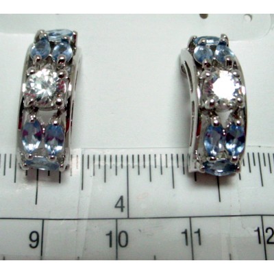 Sterling Silver Earring Clear Cubic Zirconia/Tz Crystal