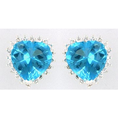 Sterling Silver Earring Studded Heart B Cubic Zirconia with Clear Cubic Zirconia All Arou
