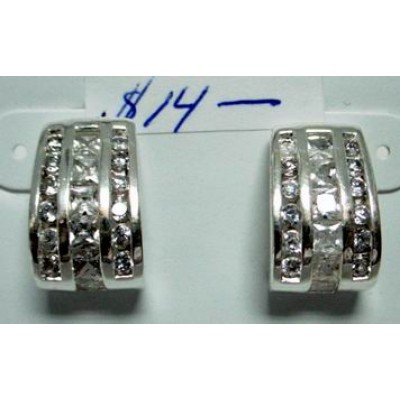 Earring 3 Lines Clear Cubic Zirconia Post