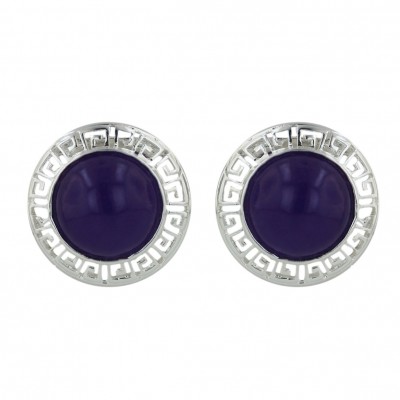 Round P. Jade with Chinese Details Earring