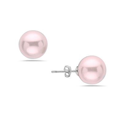 Sterling Silver Earring 12mm Baby Pink Pearl Stud Code:Bc17