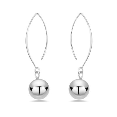 Sterling Silver Earring Plain Silver 14mm Solid Ball (Bigger) with Al