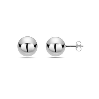 Sterling Silver Earring 10Mm Plain Solid Ball***E-Coated
