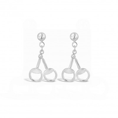 Sterling Silver Earring Plain Horsebit Dangle--E-Coat