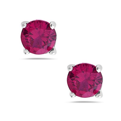 Sterling Silver Earring 5mm Round Ruby (#Rb03) Synthetic.Corundum Stud