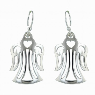 Sterling Silver Earring 20mm Plain Filigree Auspicious Clouds
