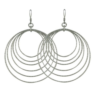 Sterling Silver Earring 7 Layers Circles Big Dangle