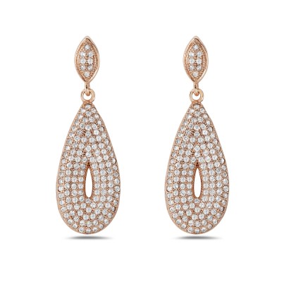 Sterling Silver Earring Post Dangling 11.5-23mm Open Tear Drop with Clea