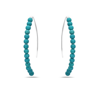 Sterling Silver EARRING ARC RECONSTITUENT TURQUOISE PLAIN BALL