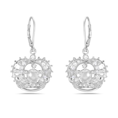 Sterling Silver EARRING CROWN WITH CZ LEVERBACK