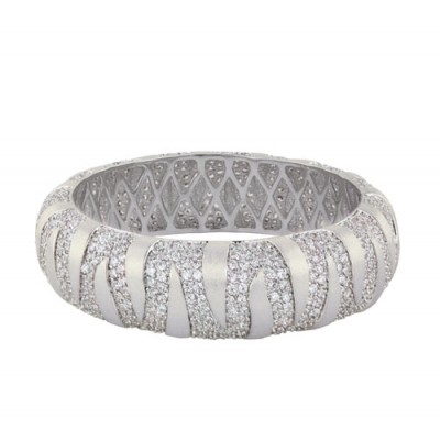 BRASS BANGLE ZEBRA PATTERN WITH CLEAR CUBIC ZIRCONIA AND FILIGRE