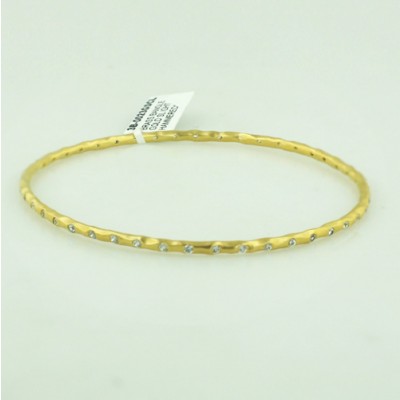 BRASS BANGLE GOLD SLIGHT HAMMERED EFFECT WITH CLEAR