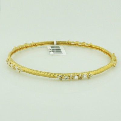 BRASS BANGLE GOLD WITH TEXTURED GROOVES WITH MARQUI/ R