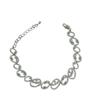 BRASS BRACELET 7.5MM 15 OPEN OVAL WITH CLEAR CUBIC ZIRCONIA
