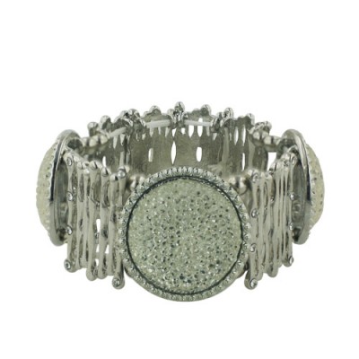 BRASS BRACELET 3 ROUND ILLUSION CLEAR CRYSTAL GLASS