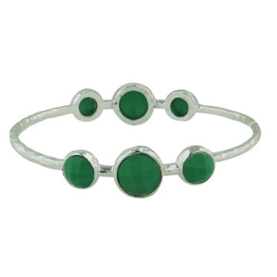 BRASS BANGLE OVAL 3PCS RD DOME NEOLITE TURQUOISE