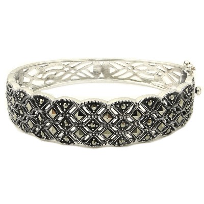 Marcasite Bangle 2 Rows Square Marcasite Interlace