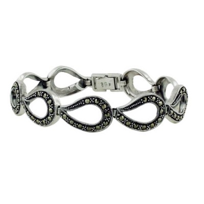 Marcasite Bracelet Connected Teardrop Shape