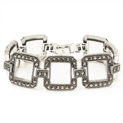 MS Bracelet Round Marcasite Paved Square Links