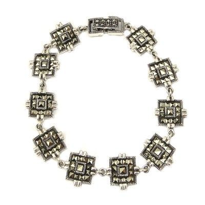 MARCASITE BRACELET SQUARE MARCASITE ON SQUARE LINKED