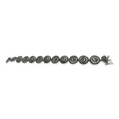 MARCASITE BRACELET 15MM ROUND OPEN SWIRL
