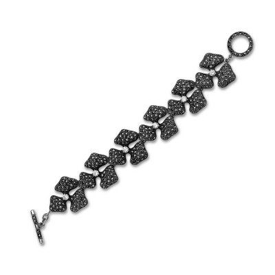 MARCASITE BRACELET6 FLOWERS WITH CLEAR CUBIC ZIRCONIA TOGGLE CLASP
