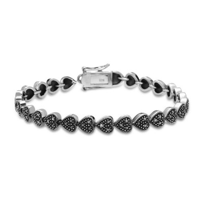 MARCASITE BRACELET HEART PAVE MARCASITE LINKS