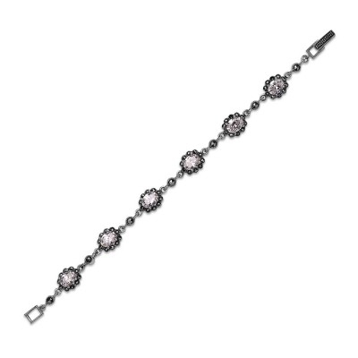 MARCASITE BRACELET OVAL +BAR LINKS CLEAR CUBIC ZIRCONIA