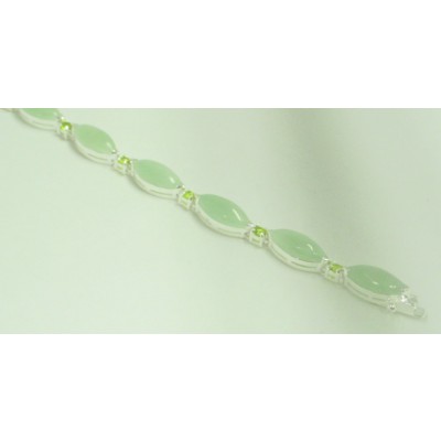 Sterling Silver Bracelet Marquis G. Jade with Peridot Cubic Zirconia