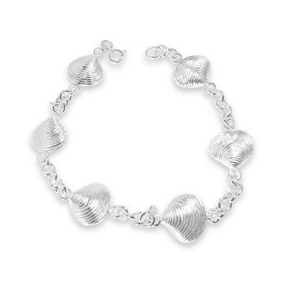 Sterling Silver Bracelet 7.25 Inches Plain 6 Pc Line Texture Sh