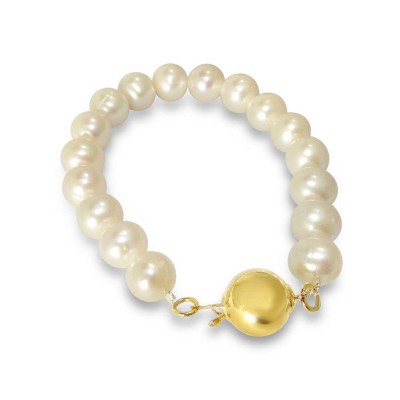 Sterling Silver Bracelet White Fresh Water Pearl 10 Mm Beads W