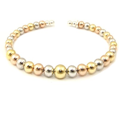 STERLING SILVER ROSE GOLD/GOLD/RHODIUM PLAIN BALL OPEN BANGLE